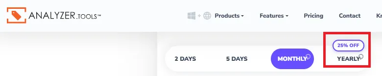 Analyzer.tool 25% off offer
